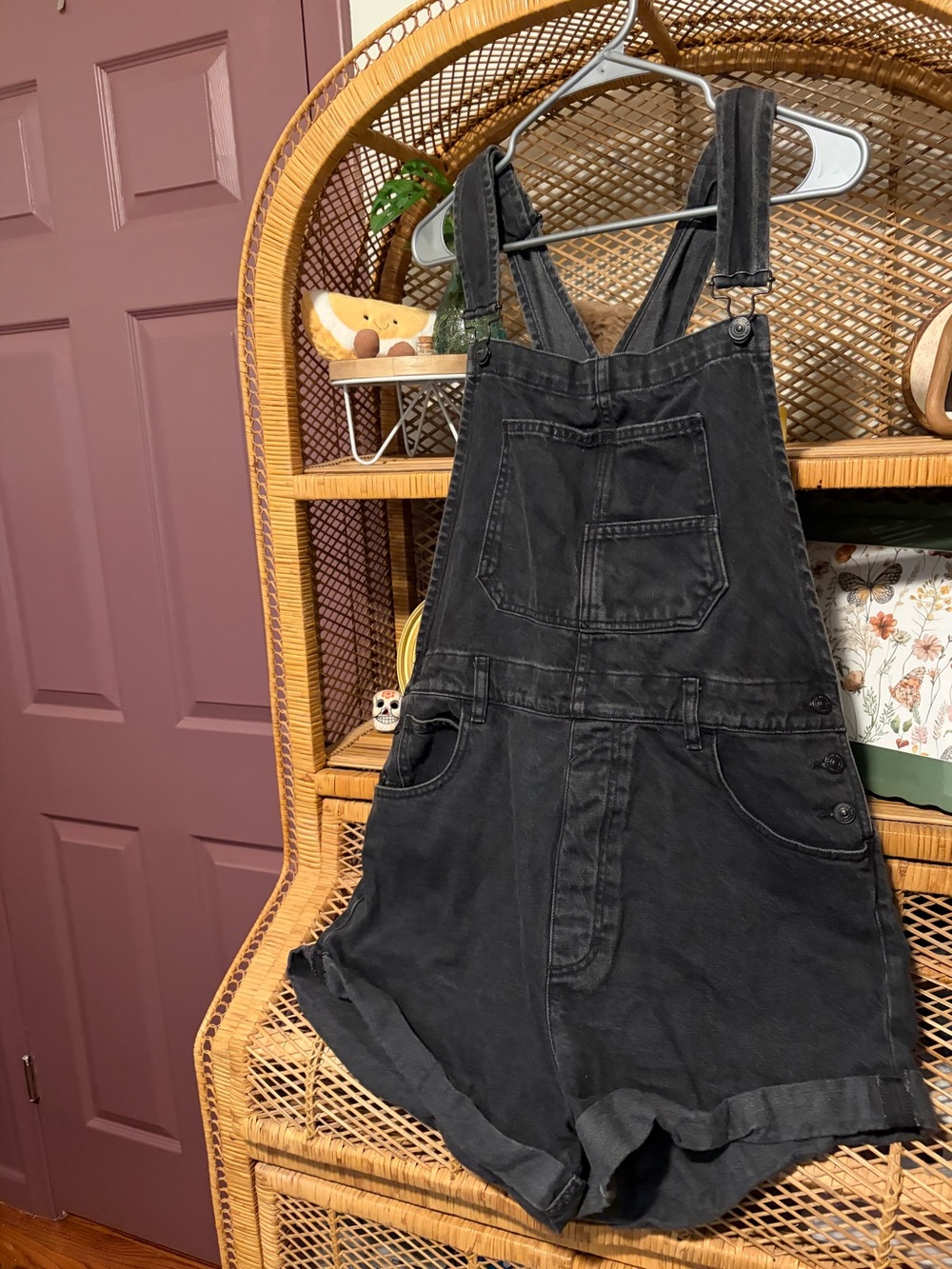 Free People Women’s Ziggy Shortalls Black, Overalls size XL